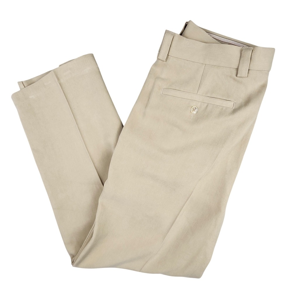 Tommy Bahama 100% Silk Pants Mens 33x30 Beige Tan Relaxed Pleated Khaki‎ Chinos